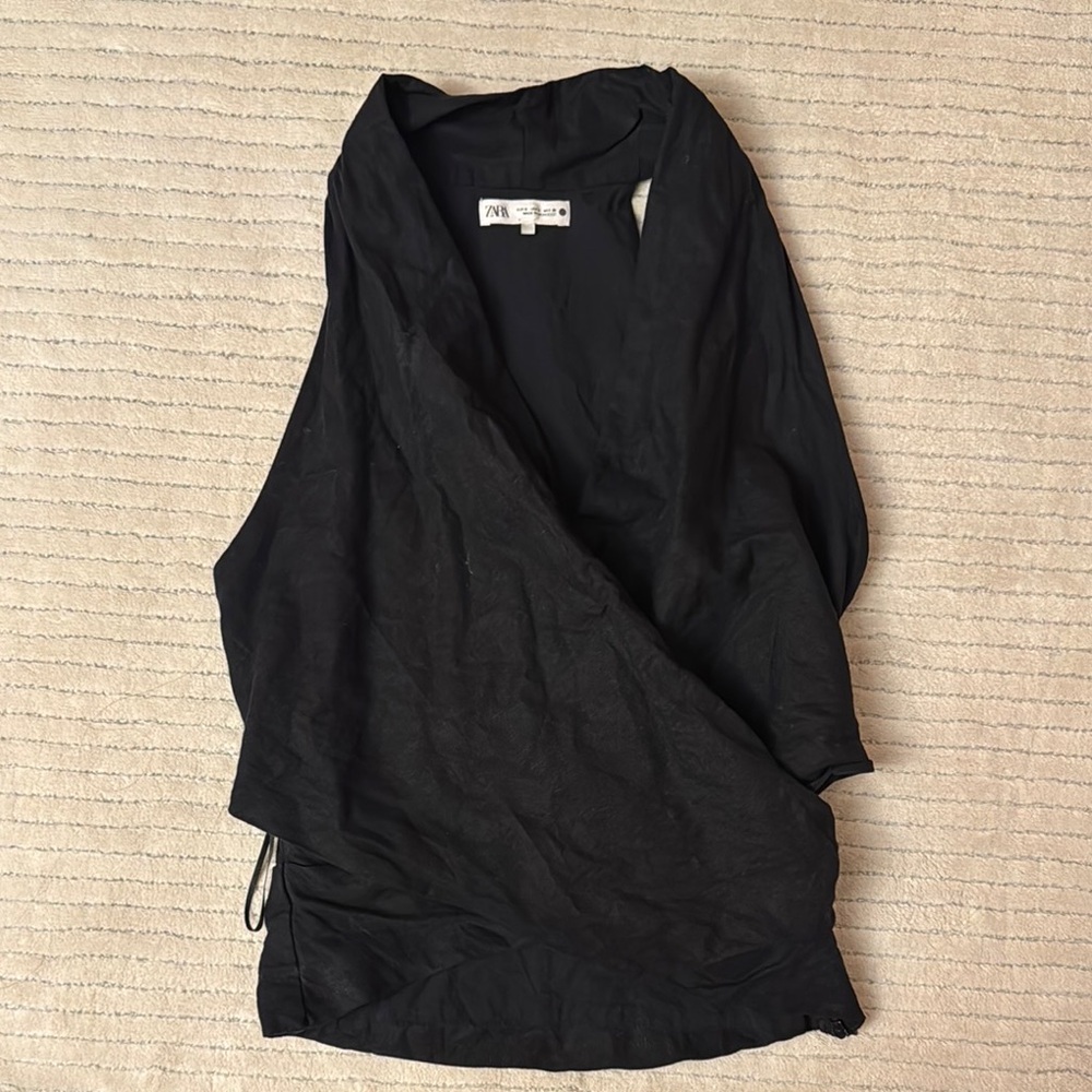 Zara Black Asymmetrical Wrap Tank Top